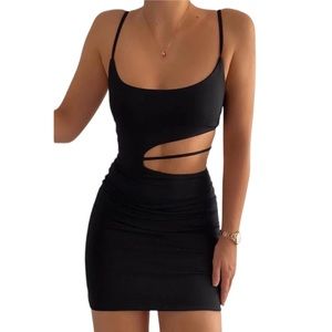 Black Bodycon Side Cutout Dress
